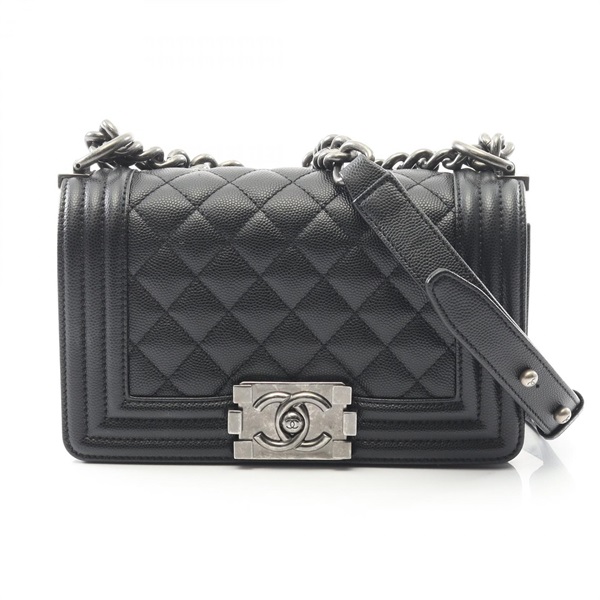 CHANEL Boy Chanel Small Chain Shoulder Handbag A67085 calf leather Black Used CC