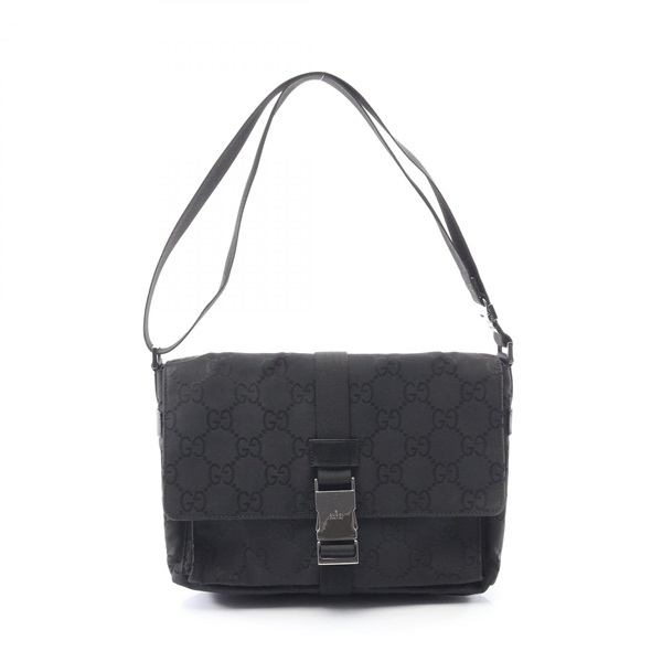 GUCCI GG nylon Shoulder crossbody Bag 001･3726 Nylon leather Black Used Women