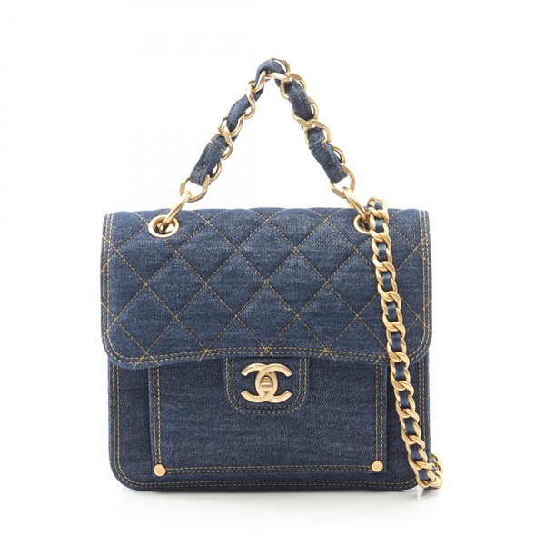 CHANEL Matelasse Hand chain Shoulder Bag AS3932 Denim Navy Used Women GHW CC