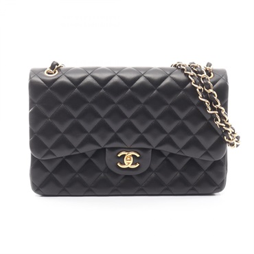 CHANEL Deca Matelasse 30 Classic Large Shoulder Bag A58600 Lamb skin Black Used