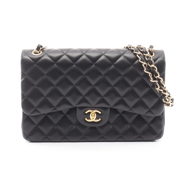 CHANEL Deca Matelasse 30 Classic Large Shoulder Bag A58600 Lamb skin Black Used