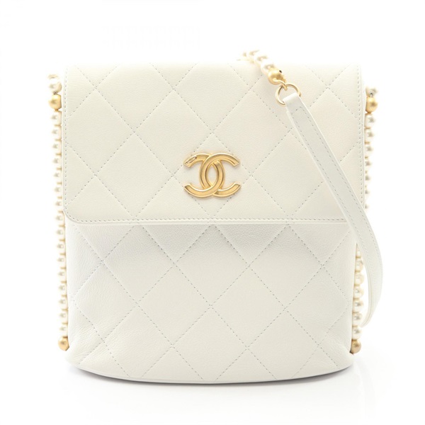 CHANEL Matelasse Artificial pearl Shoulder Bag AS2503 leather White Used GHW CC