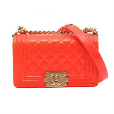 CHANEL Boy Chanel Small chain Shoulder Bag A67085 Patent leather Red Used GHW CC