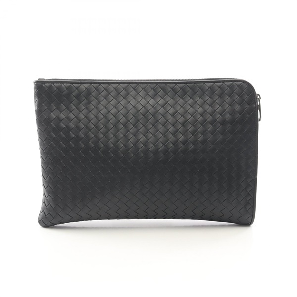 BOTTEGA VENETA Intrecciato business clutch second bag leather Black Used mens