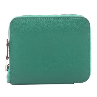 HERMES Azap compact SilkIn Aound wallet purse B Evercolor Menthe Used SHW