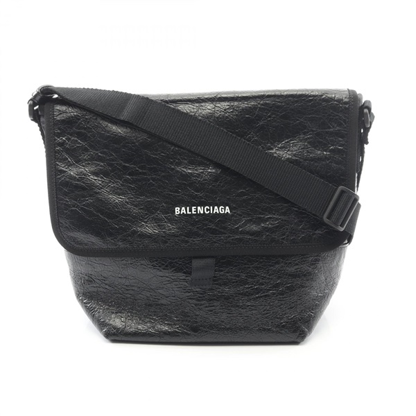 BALENCIAGA Explorer Messenger Crossbody Shoulder Bag 620259 leather Black Used