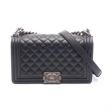 CHANEL Boy chanel Shoulder Bag A67086 Grained calf leather Black Used Women SHW