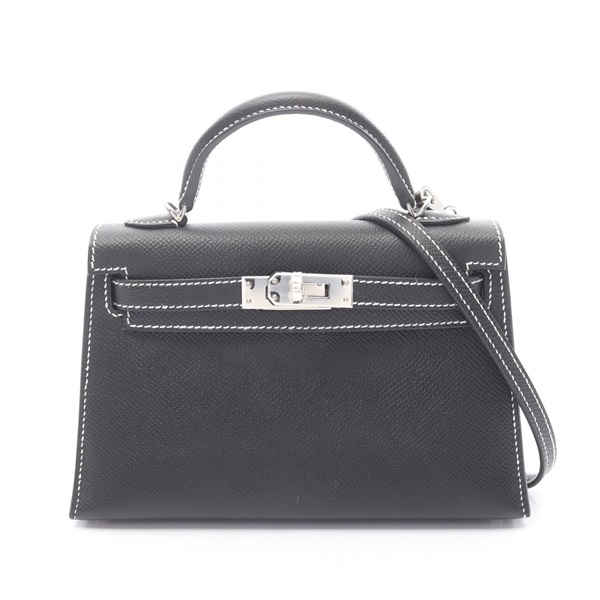HERMES Mini Kelly 2 shoulder Handbag W Epsom leather Gris pale Used Women SHW