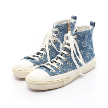 LOUIS VUITTON Stella Line Monogram Denim sneakers leather Blue #37.5 Used Women