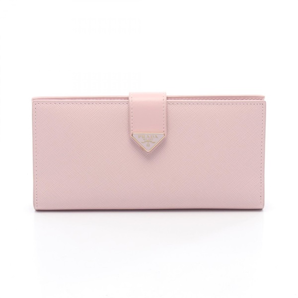 PRADA SAFFIANO TAB triangle logo Bifold purse wallet IMV025 leather Pink Used