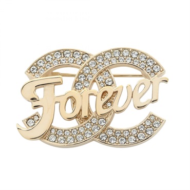 CHANEL COCO Mark Brooch Pin Gold Plated Rhinestone Clear Used Women Logo CC