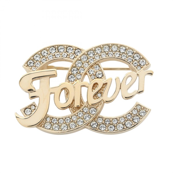 CHANEL COCO Mark Brooch Pin Gold Plated Rhinestone Clear Used Women Logo CC