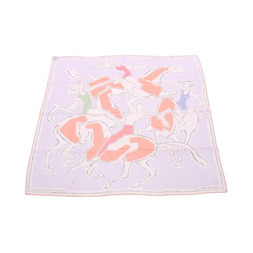 HERMES Carre70 Muslin Choreographie Equestre Scarf silk Purple Red Used Women