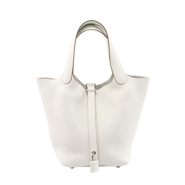 HERMES Picotin Lock Touch PM Eclat tote Handbag W Taurillon Clemence White SHW
