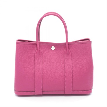 HERMES Garden party TPM Tote hand Bag A Country leather Rose purple Used SHW