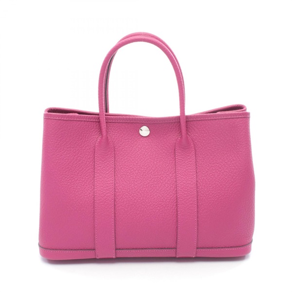 HERMES Garden party TPM Tote hand Bag A Country leather Rose purple Used SHW