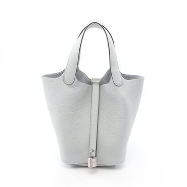HERMES Picotin Lock PM Tote Handbag Clemence leather Blue pale SHW Used Women U