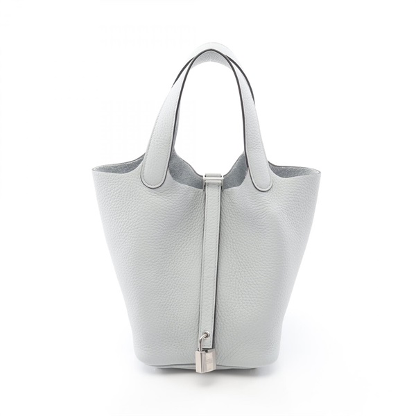 HERMES Picotin Lock PM Tote Handbag Clemence leather Blue pale SHW Used Women U