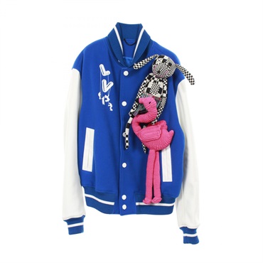 LOUIS VUITTON Puppet Baseball #48 blouson Varsity Jacket wool leather Blue White