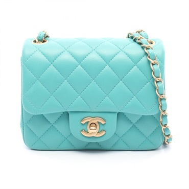 CHANEL Mini Matelasse Crossbody Chain Shoulder Bag A35200 Lambskin Green GHW