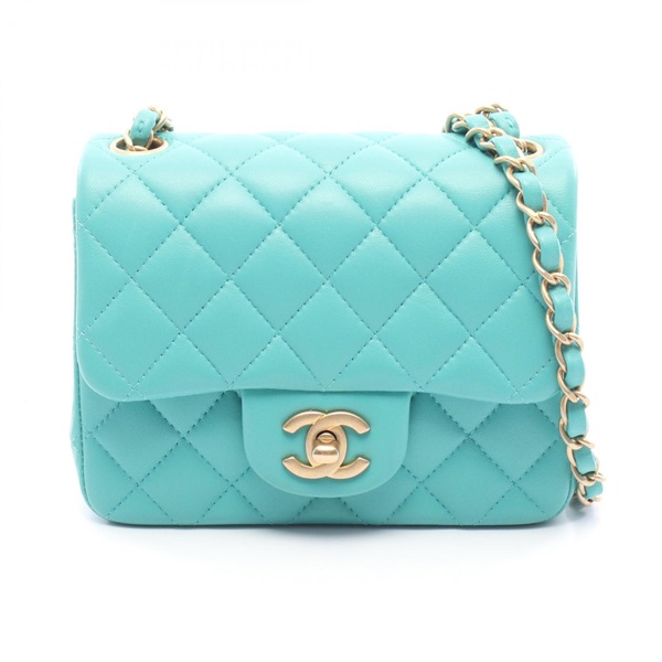 CHANEL Mini Matelasse Crossbody Chain Shoulder Bag A35200 Lambskin Green GHW