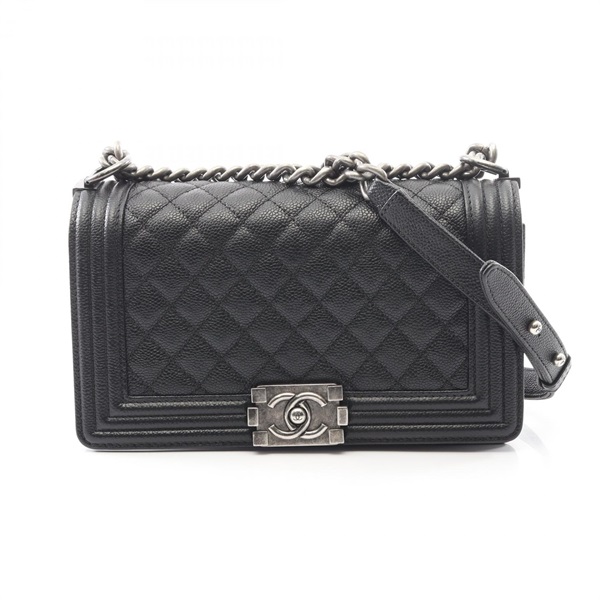CHANEL Boy chanel Shoulder Bag A67086 Grained calf leather Black Used Women CC