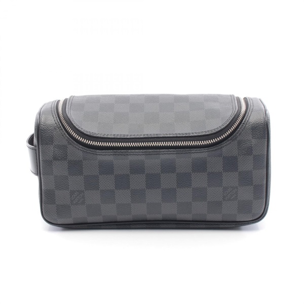 LOUIS VUITTON Toilet pouch Clutch bag N47625 Damier graphite canvas Black Used