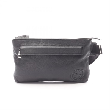 GUCCI Soho Interlocking G Waist Crossbody Bag 322827 leather Black Used unisex