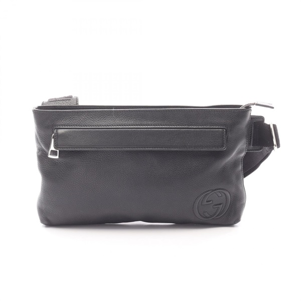 GUCCI Soho Interlocking G Waist Crossbody Bag 322827 leather Black Used unisex