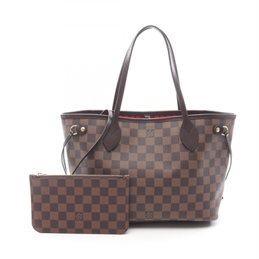 LOUIS VUITTON Neverfull PM Tote shoulder Bag N41359 Damier leather Ebene Used LV