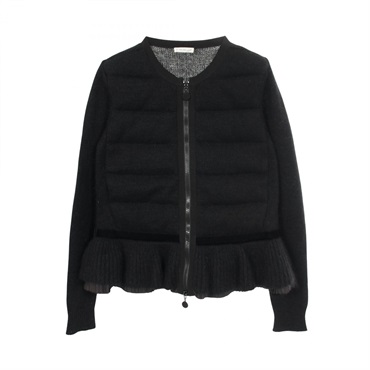 MONCLER Frill knit down jacket cardigan wool cashmere Mohair/Nylon Black Used #S