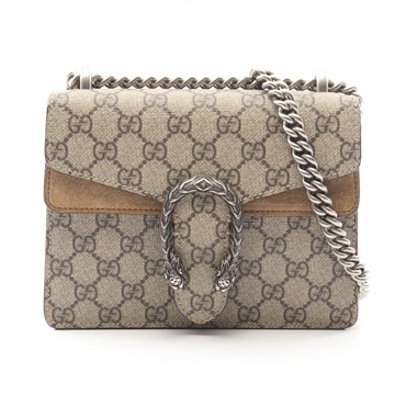 GUCCI Dionysus GG Supreme Chain Shoulder Bag 421970 canvas Suede Beige Used