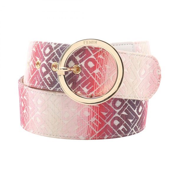 FENDI Belt canvas leather Red Multicolor Used Women