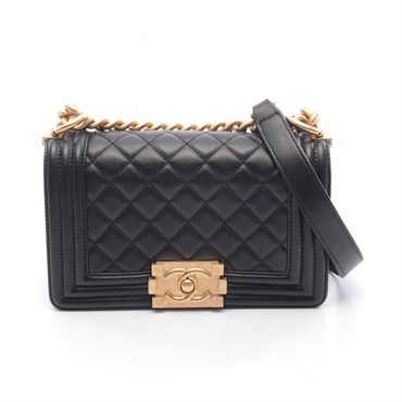 CHANEL Boy Chanel Small chain Shoulder Bag A67085 Lambskin Black Used Women GHW