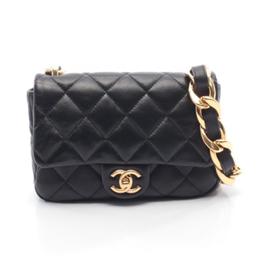 CHANEL Matelasse small flap chain Shoulder Bag AS3214 Lambskin Black Used GHW