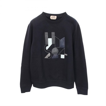 HERMES Sweat Shirts Tops cotton Navy Used mens size M