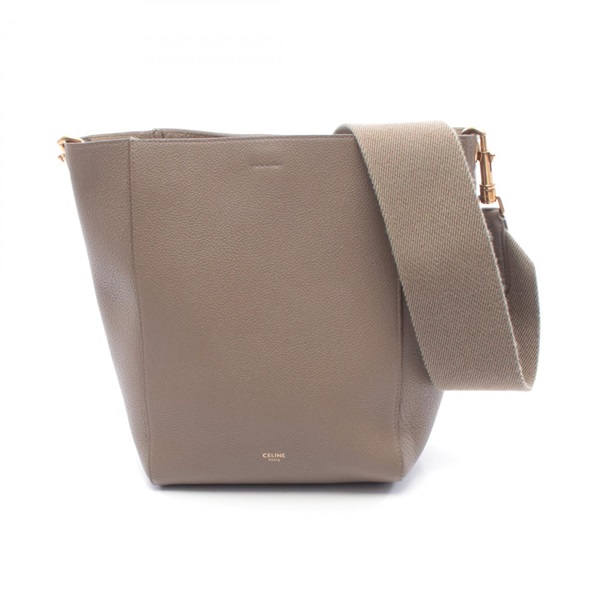 CELINE Sangle Bucket Small Shoulder Bag leather Beige Used Women