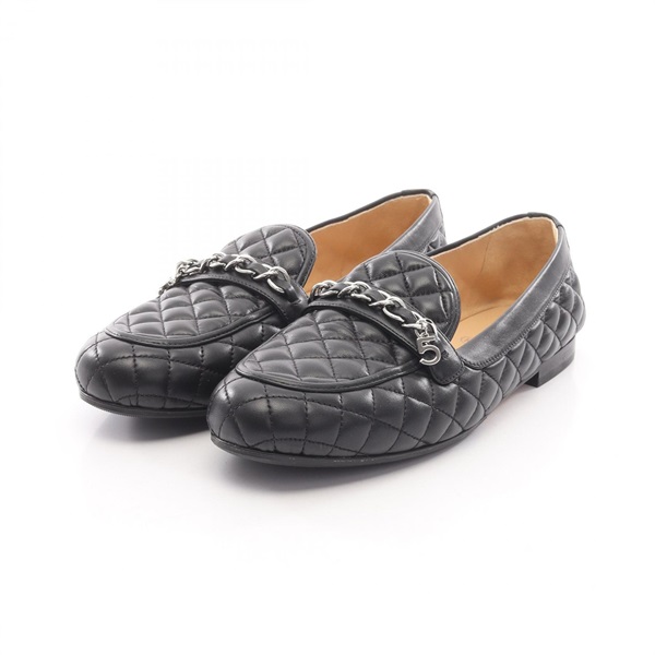 CHANEL Matelasse Loafers Shoes＃40 G37312 Lamb leather Black Used Women Coco CC