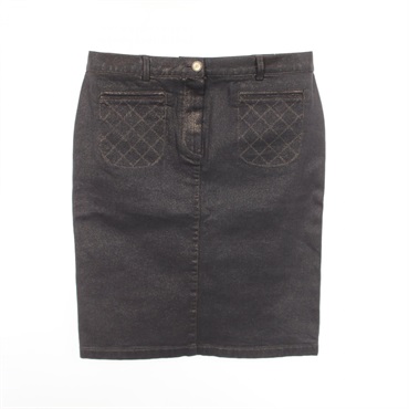CHANEL COCO Mark button mini skirt #36 P26775V16963 cotton Gray Gold Used Women