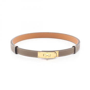HERMES Kelly Belt Ceinture Epsom leather Gray Etoupe Grey GHW Used Women B