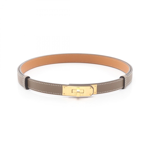 HERMES Kelly Belt Ceinture Epsom leather Gray Etoupe Grey GHW Used Women B