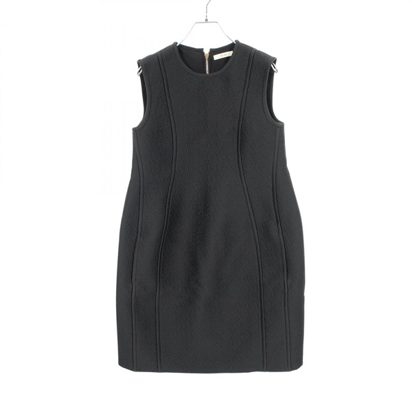 CELINE Sleeveless Dress wool Black #36 Used Women