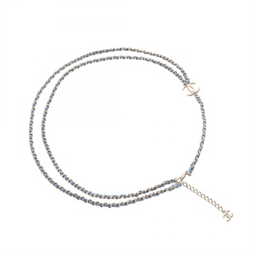 CHANEL COCO Mark Chain Belt ceinture 825P belt AB1-163 denim Gold Plated blue