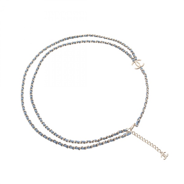 CHANEL COCO Mark Chain Belt ceinture 825P belt AB1-163 denim Gold Plated blue