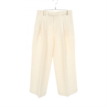 GUCCI Tweed Pants #40 cotton Rayon Beige Women