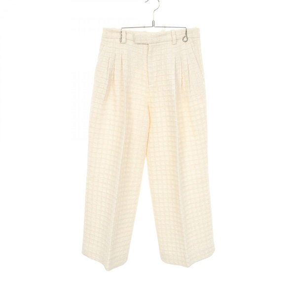 GUCCI Tweed Pants #40 cotton Rayon Beige Women