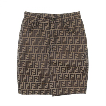 FENDI Zucca Short skirt cotton polyester Brown #44 Used Women