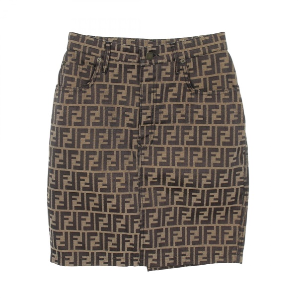 FENDI Zucca Short skirt cotton polyester Brown #44 Used Women