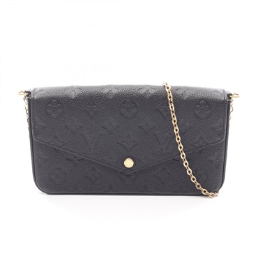 LOUIS VUITTON Pochette Felicie chain crossbody Shoulder Bag M64064 leather noir