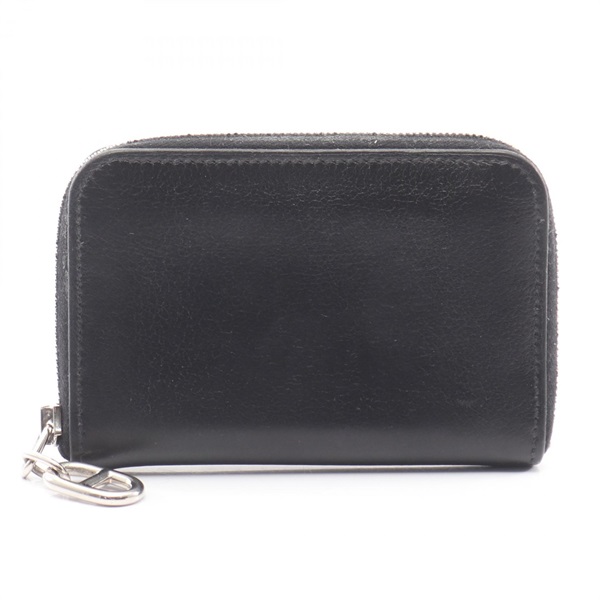 HERMES Zip Ango Compact coin purse wallet Evergrain leather Black Used SHW B